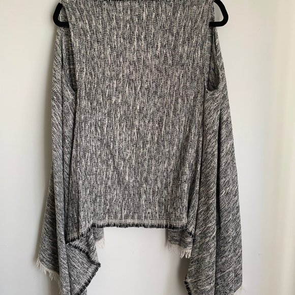 Express Black/White Fringed Cardigan - Picture 4 of 5